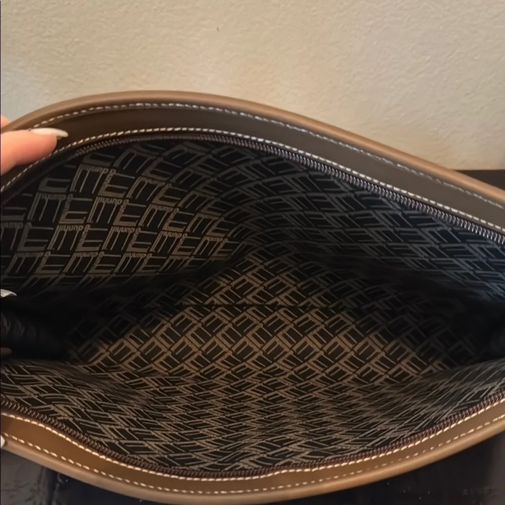 Vintage Dunhill Brown Herringbone Pouch Bag with Sleek Design